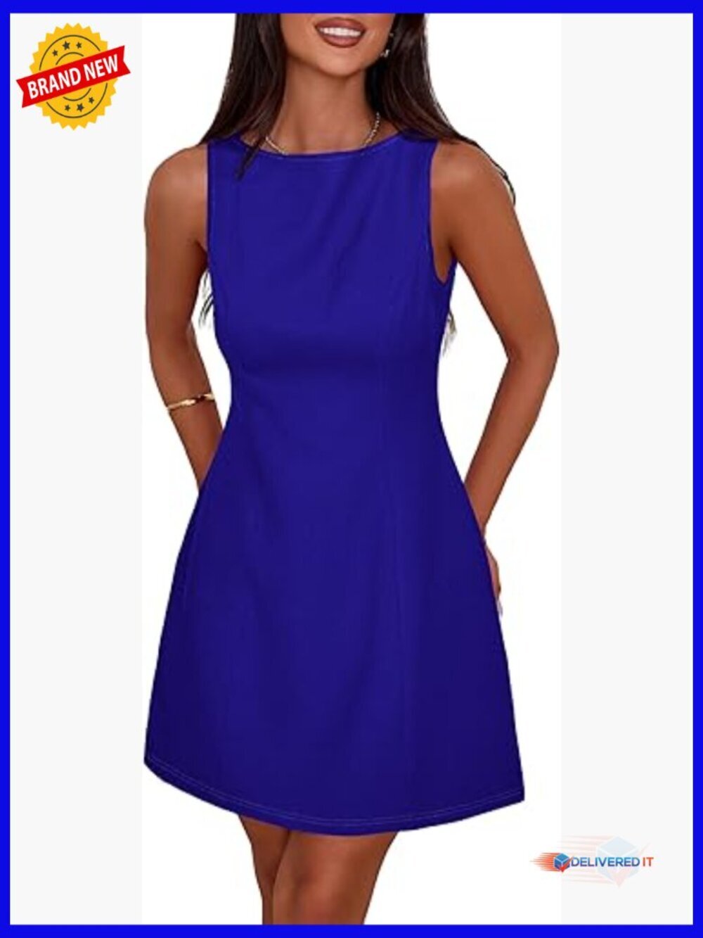 Sleeveless Boat Neck A-Line Mini Cocktail Dress Summer Formal